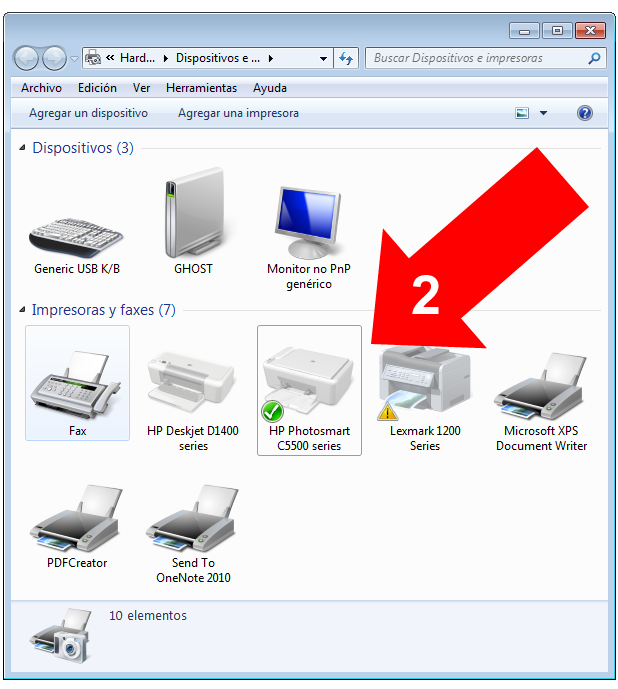 Impresora predeterminada en Windows 7